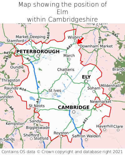 Map showing location of Elm within Cambridgeshire
