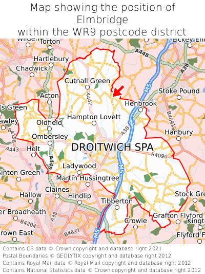 Map showing location of Elmbridge within WR9