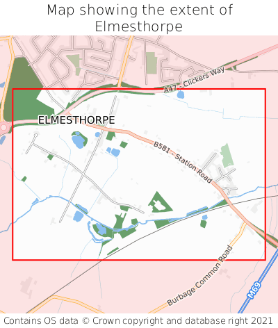 Map showing extent of Elmesthorpe as bounding box