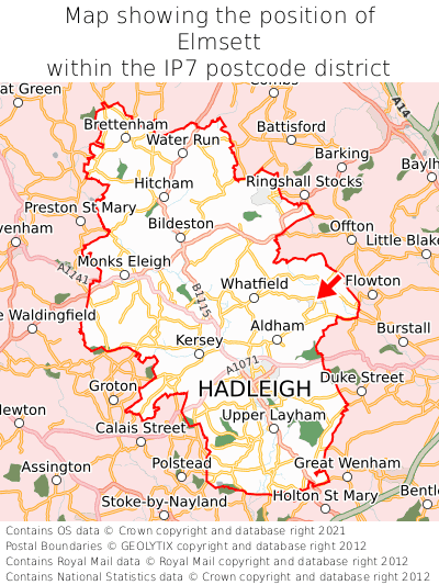 Where is Elmsett? Elmsett on a map