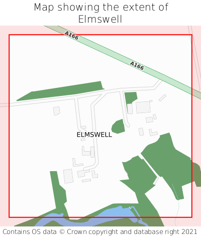 Map showing extent of Elmswell as bounding box