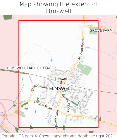 Map showing extent of Elmswell as bounding box