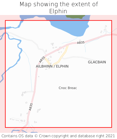 Map showing extent of Elphin as bounding box
