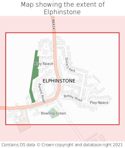Map showing extent of Elphinstone as bounding box