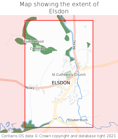 Map showing extent of Elsdon as bounding box
