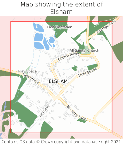 Map showing extent of Elsham as bounding box