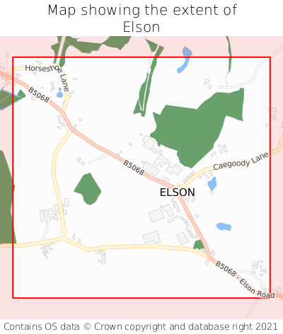 Map showing extent of Elson as bounding box