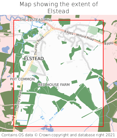 Map showing extent of Elstead as bounding box