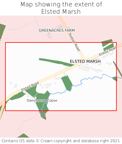 Map showing extent of Elsted Marsh as bounding box