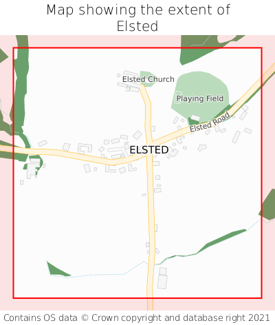 Map showing extent of Elsted as bounding box