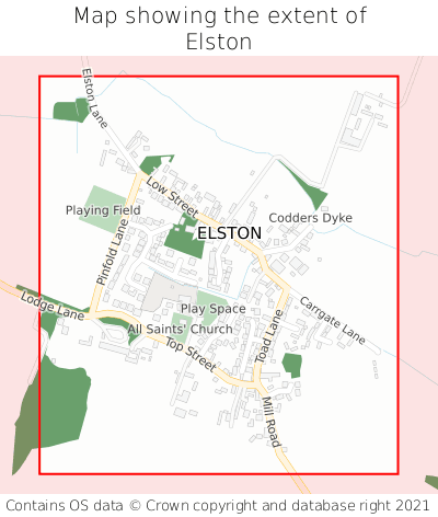 Map showing extent of Elston as bounding box