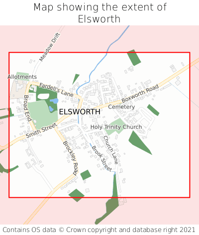Map showing extent of Elsworth as bounding box