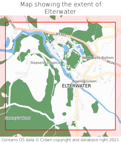 Map showing extent of Elterwater as bounding box