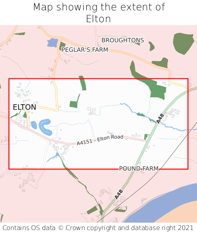 Map showing extent of Elton as bounding box