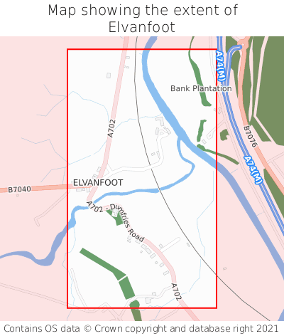 Map showing extent of Elvanfoot as bounding box