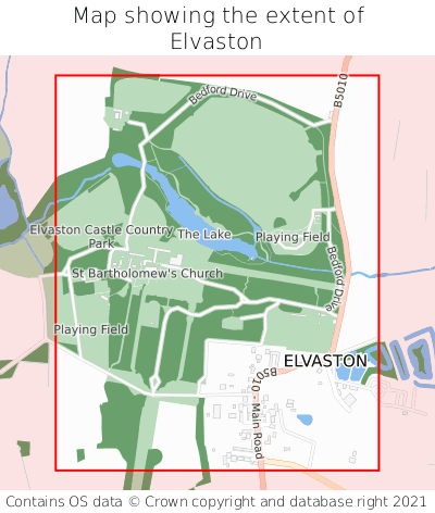 Map showing extent of Elvaston as bounding box
