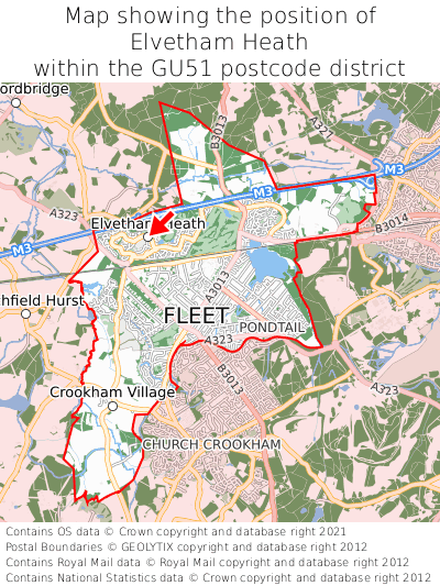 Map showing location of Elvetham Heath within GU51