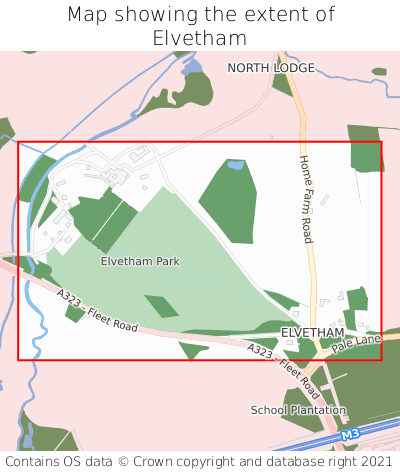 Map showing extent of Elvetham as bounding box