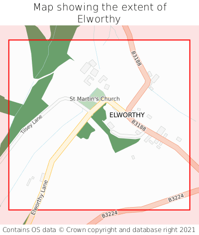 Map showing extent of Elworthy as bounding box