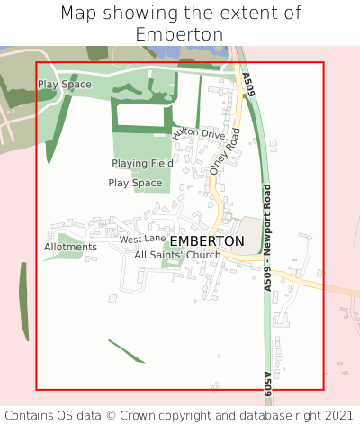 Map showing extent of Emberton as bounding box