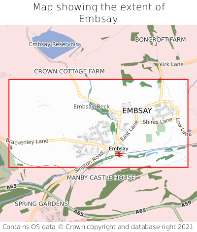 Map showing extent of Embsay as bounding box
