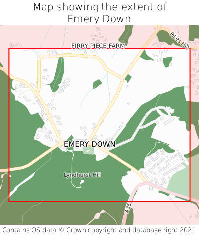 Map showing extent of Emery Down as bounding box