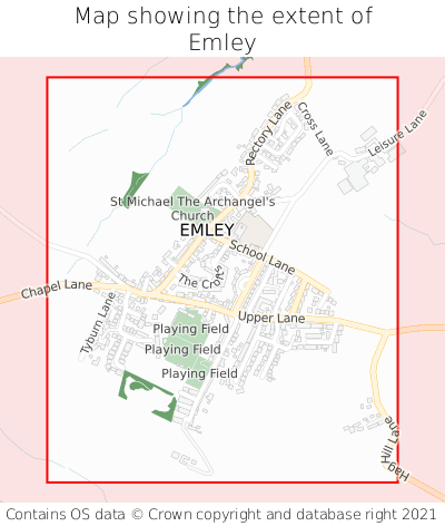 Map showing extent of Emley as bounding box