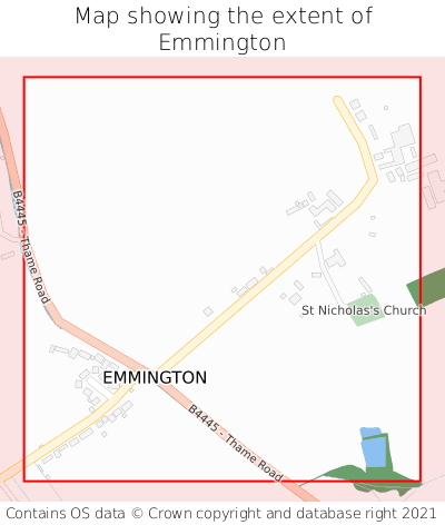 Map showing extent of Emmington as bounding box
