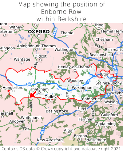 Map showing location of Enborne Row within Berkshire