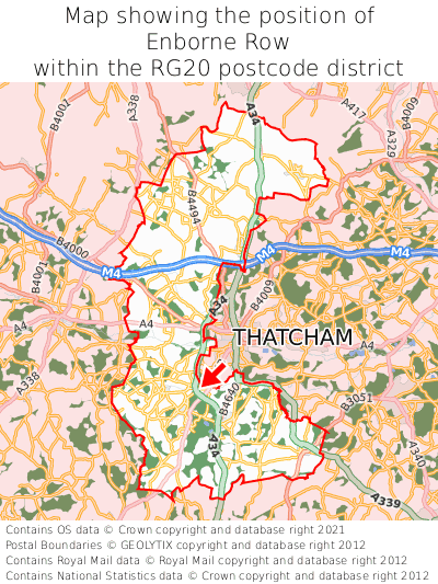 Map showing location of Enborne Row within RG20