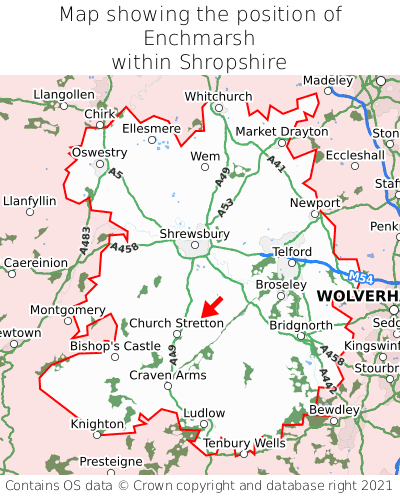 Map showing location of Enchmarsh within Shropshire