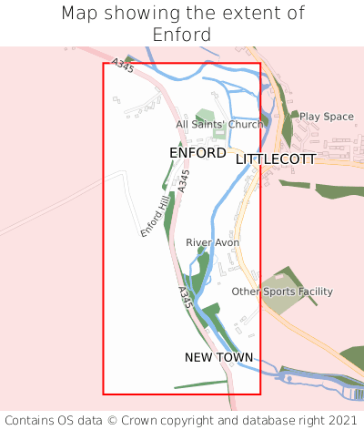 Map showing extent of Enford as bounding box