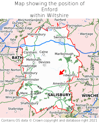 Map showing location of Enford within Wiltshire