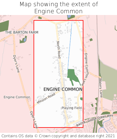 Map showing extent of Engine Common as bounding box