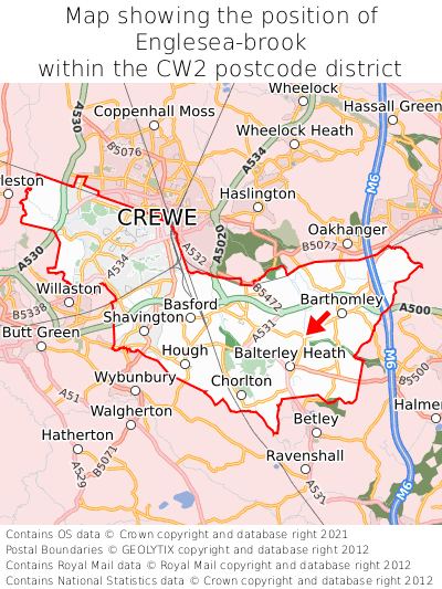 Map showing location of Englesea-brook within CW2