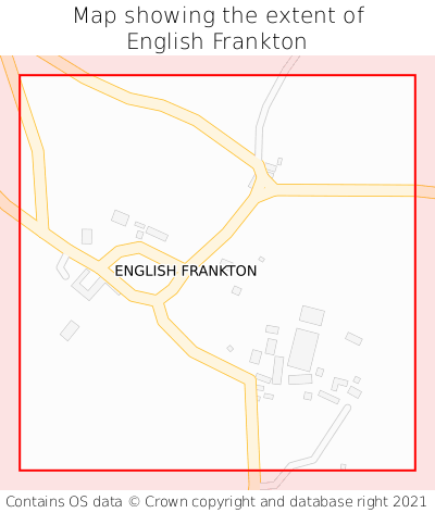 Map showing extent of English Frankton as bounding box