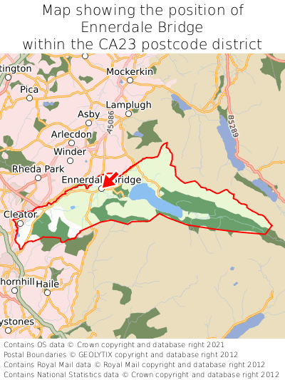 Map showing location of Ennerdale Bridge within CA23
