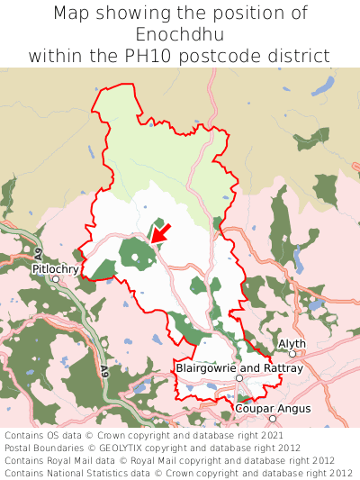 Map showing location of Enochdhu within PH10