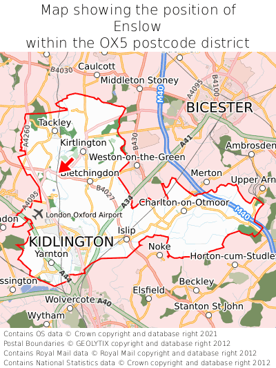 Map showing location of Enslow within OX5