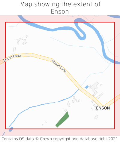Map showing extent of Enson as bounding box