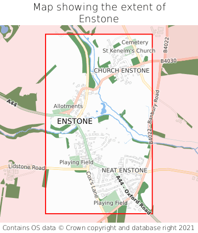 Map showing extent of Enstone as bounding box