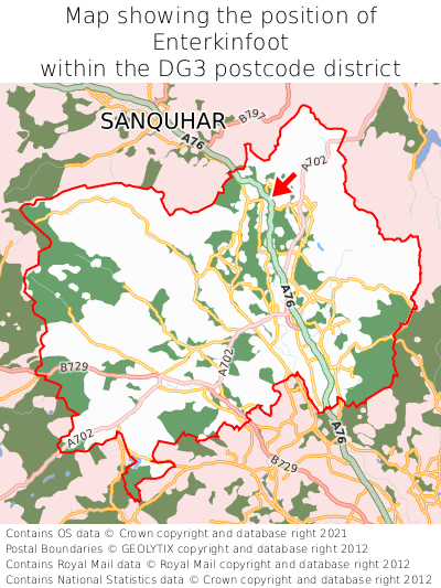 Map showing location of Enterkinfoot within DG3