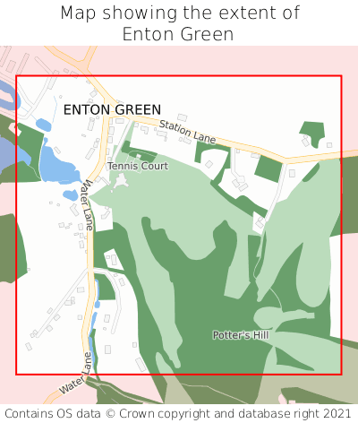 Map showing extent of Enton Green as bounding box