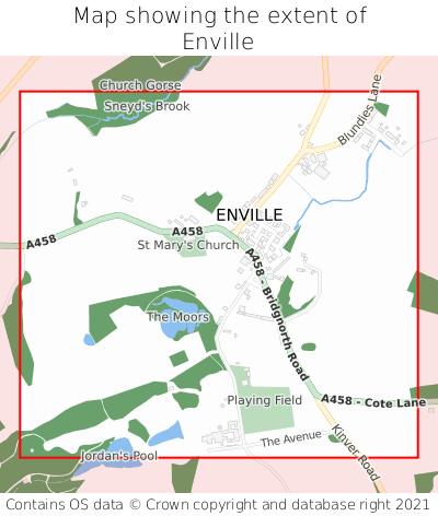 Map showing extent of Enville as bounding box