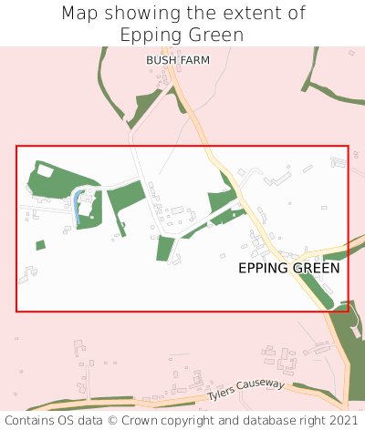 Map showing extent of Epping Green as bounding box