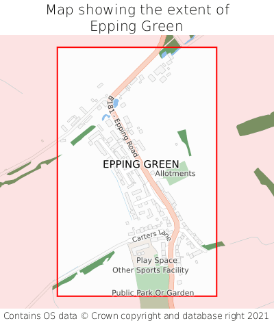 Map showing extent of Epping Green as bounding box