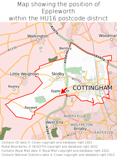 Map showing location of Eppleworth within HU16