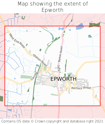Map showing extent of Epworth as bounding box