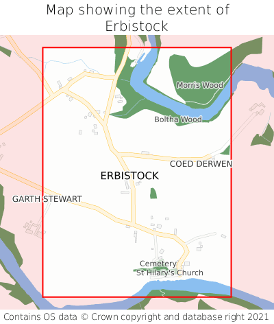 Map showing extent of Erbistock as bounding box