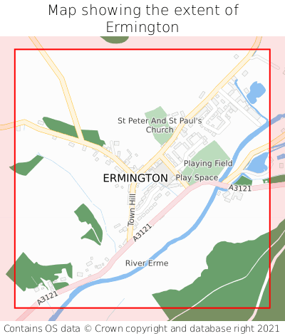 Map showing extent of Ermington as bounding box